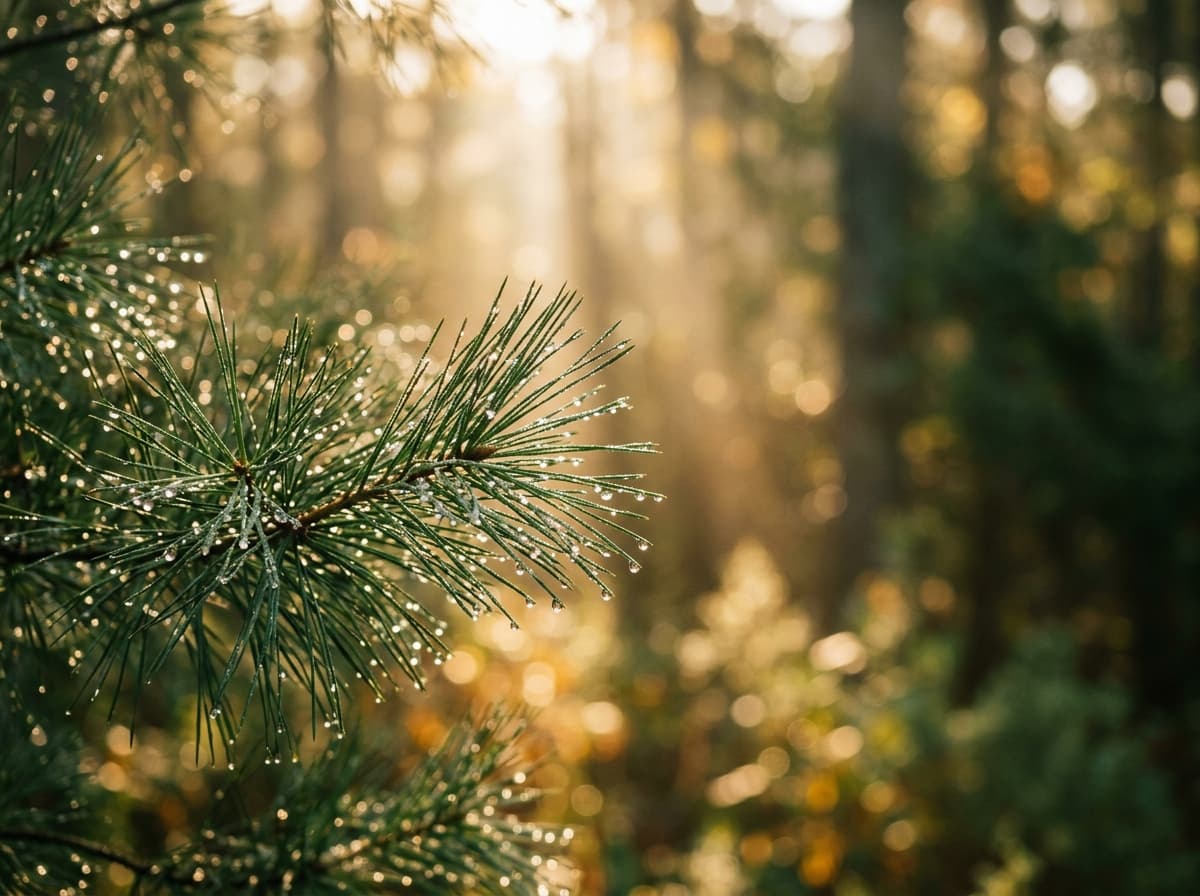 Pine Needles in Morning Mist